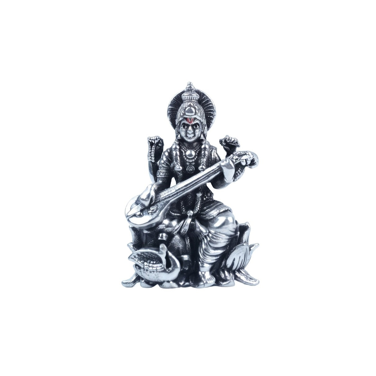 Oxidised Silver Saraswati Idol