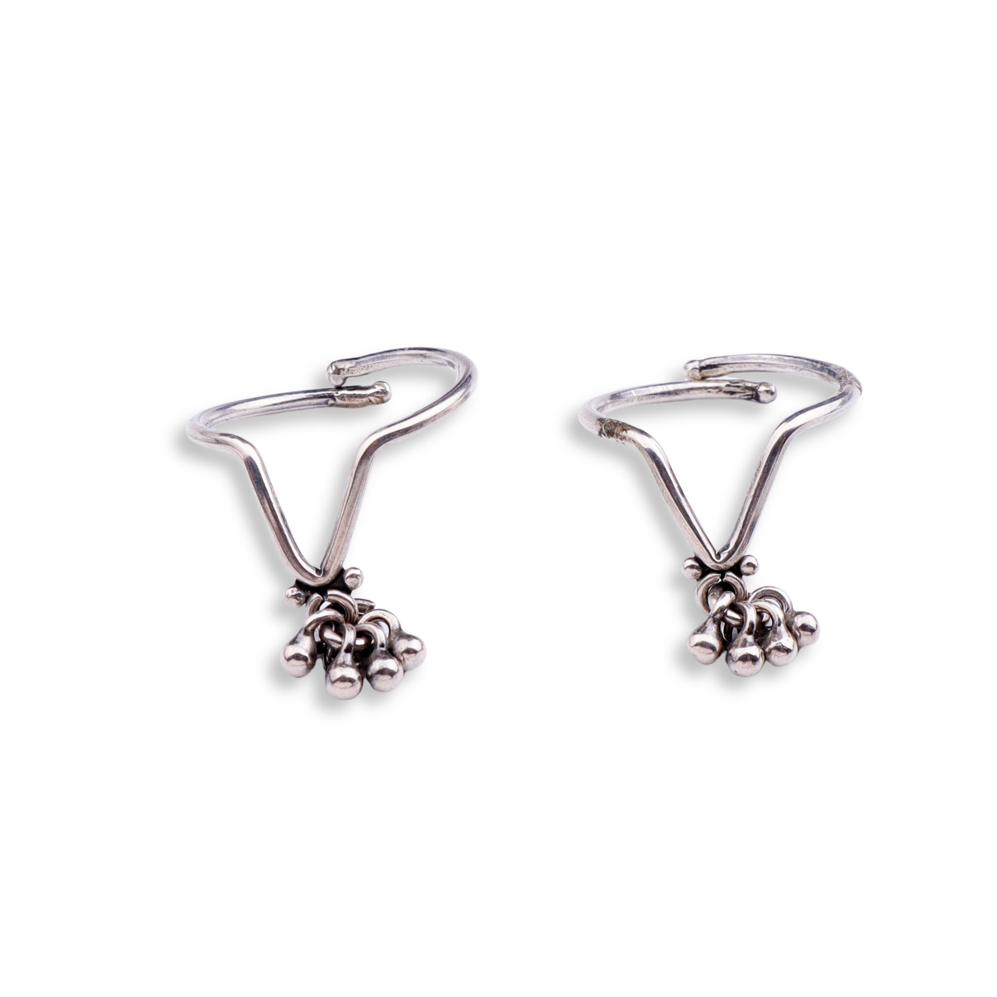 Silver Shiny V Shaped Ghungroo Toe Ring