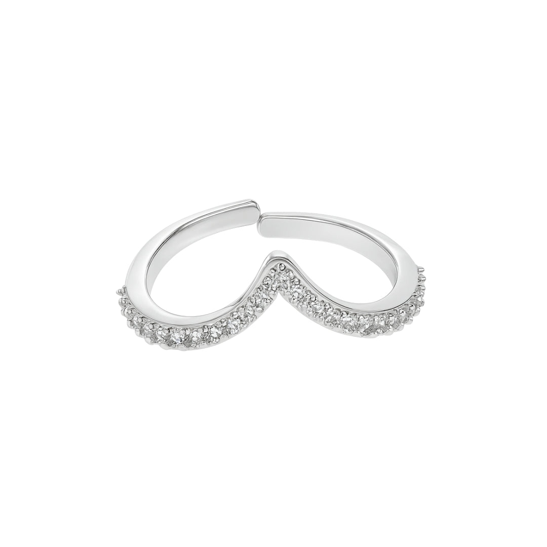 Silver CZ V Ring | 92.5 Silver