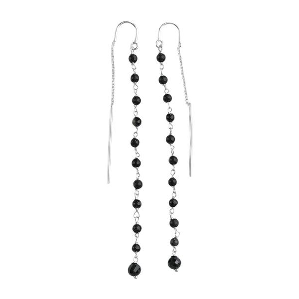Black Tourmaline Ganthan Sui Dhaga Earrings (Project Handmade)