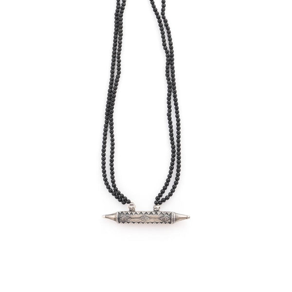 Taveej necklace with black tourmaline beads and silver pendant
