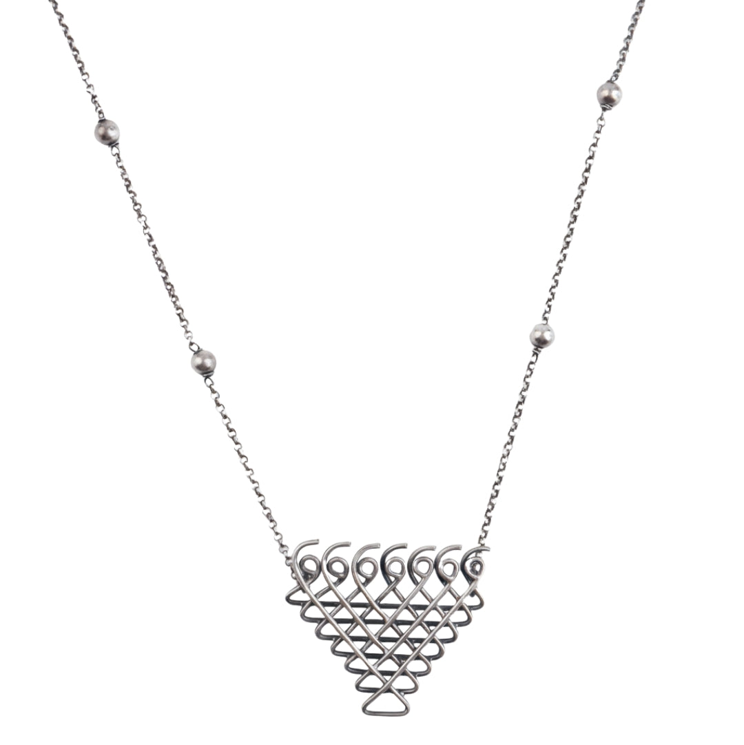 Silver Saraswati Necklace with Beads (Big)