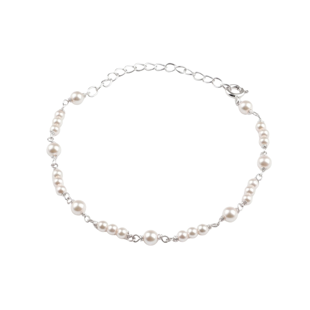 White Pearl Silver Ganthan Bracelet (Project Handmade)