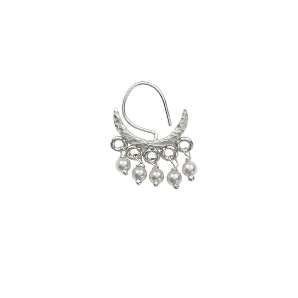 Silver Hammered Chandrakor Pierced Nose Pin (Large)