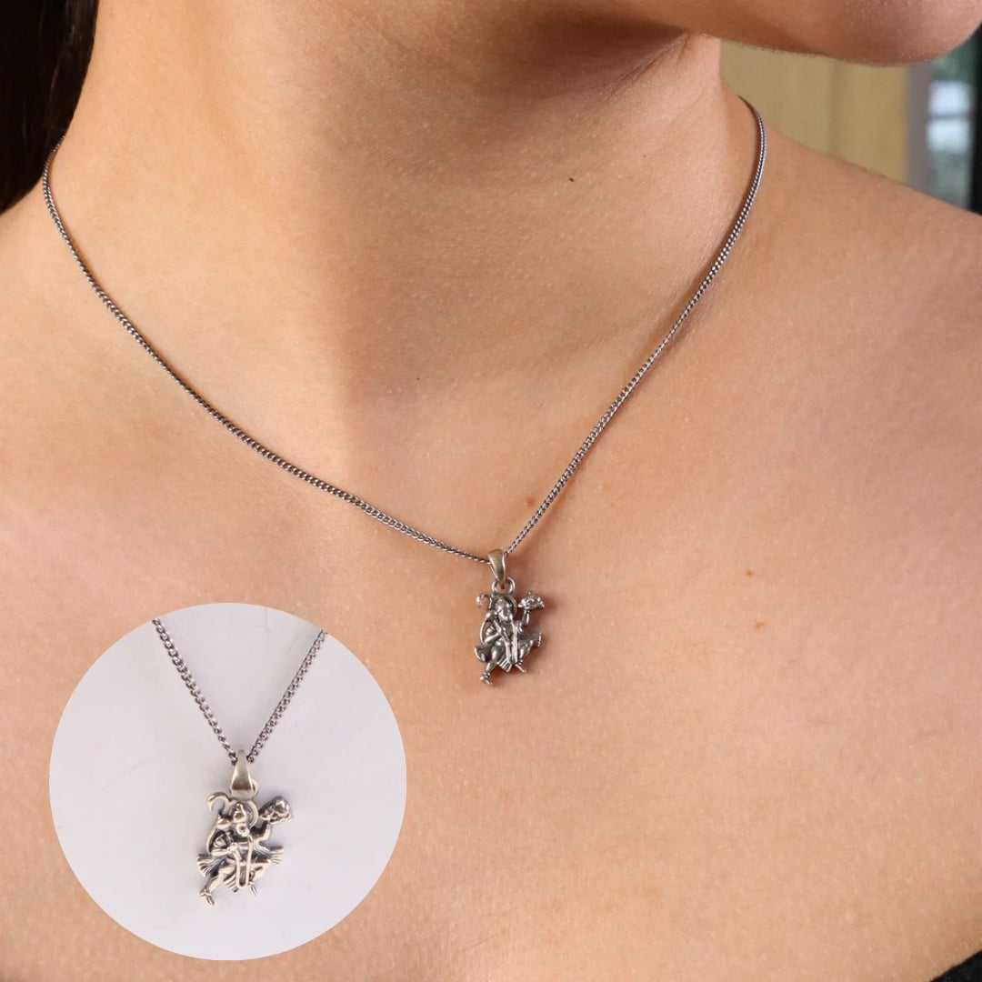 Silver Maruti Pendant Necklace