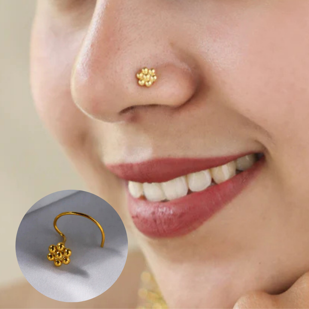 Pin Designs Light Weight Gold Nose Ring Itihaas Kudi Nose Pin