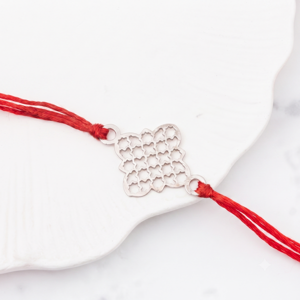 Silver Laser cut Rakhi