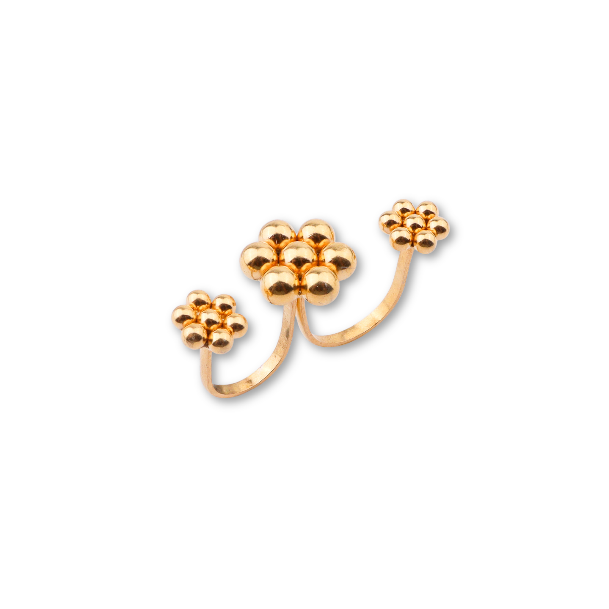 Kudi Two-Finger Ring | 22K Gold-Plated