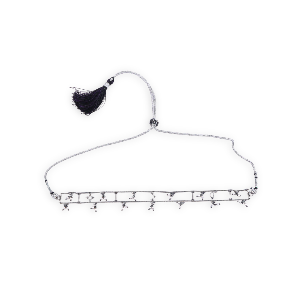 Silver Oxidized Multicharm Choker