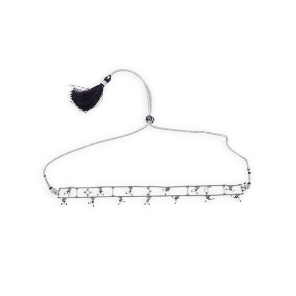 Silver Oxidized Multicharm Choker
