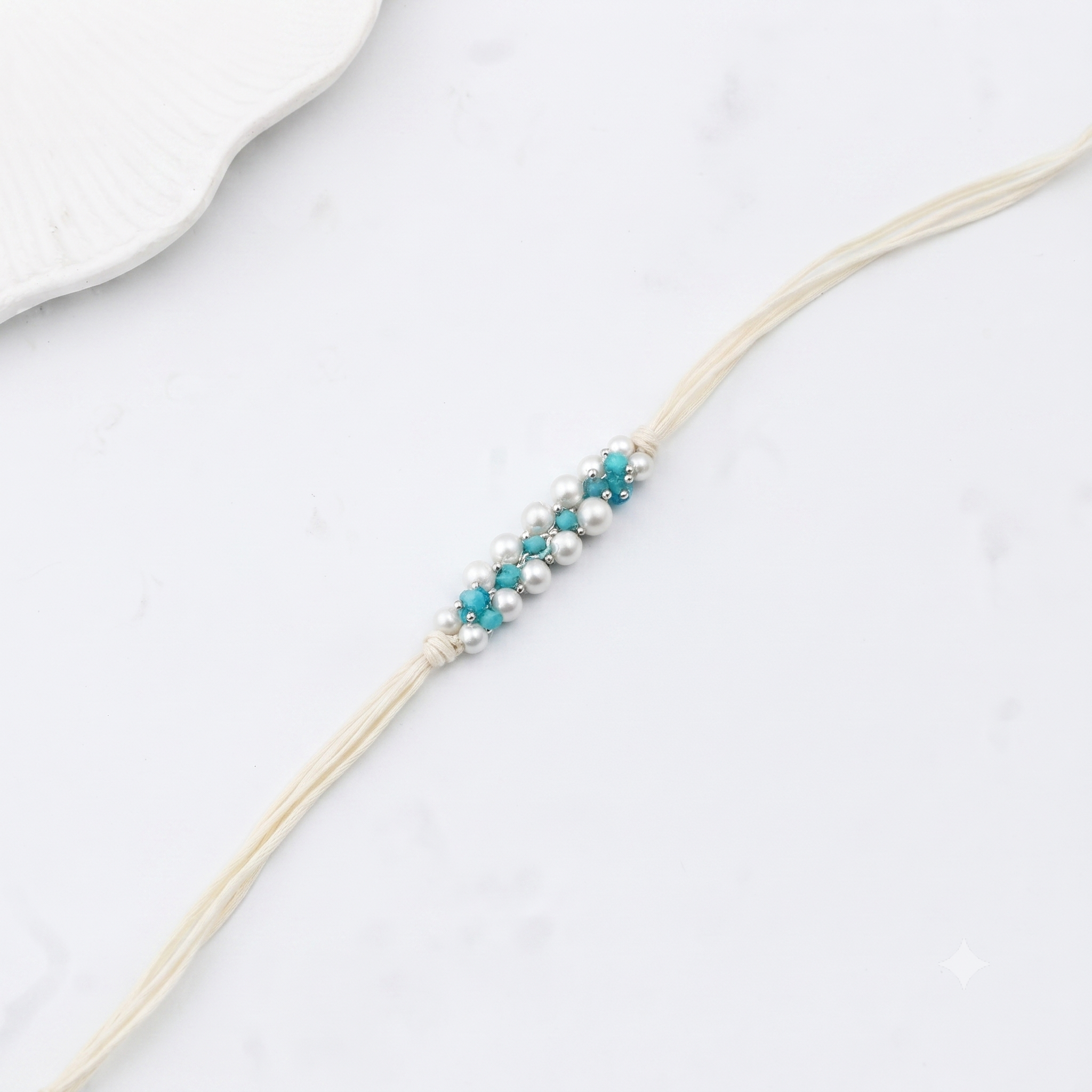 Handmade Turquoise and Pearl Rakhi