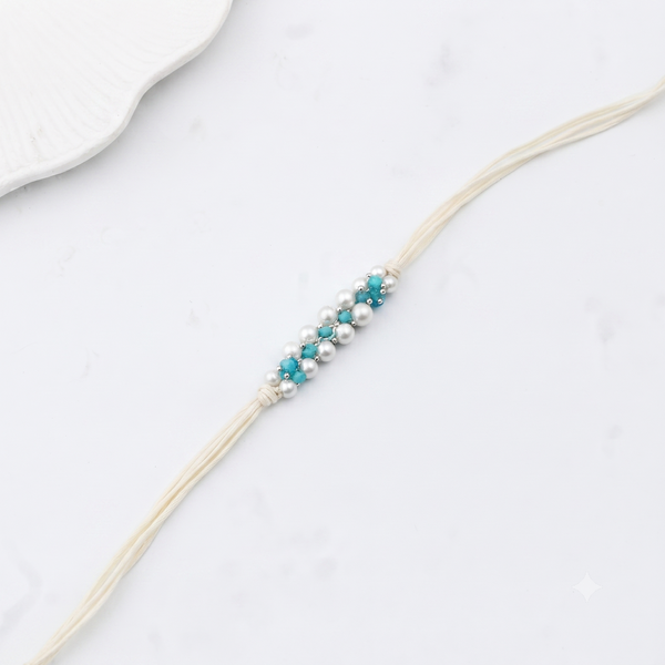 Handmade Turquoise and Pearl Rakhi
