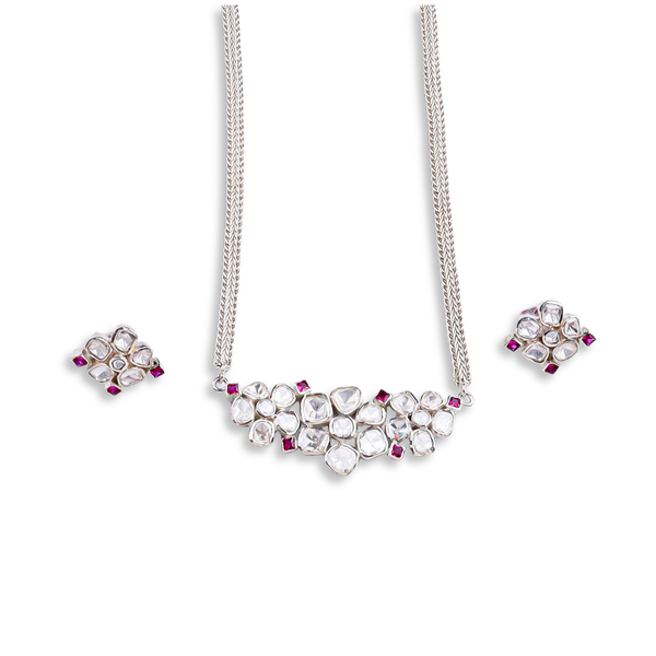 Polki Choker Silver Set (Moissanite)