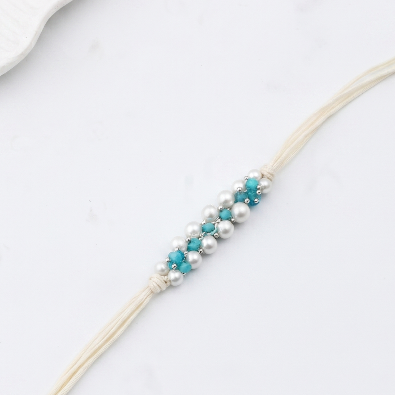 Handmade Turquoise and Pearl Rakhi
