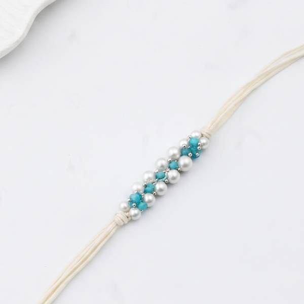 Handmade Turquoise and Pearl Rakhi