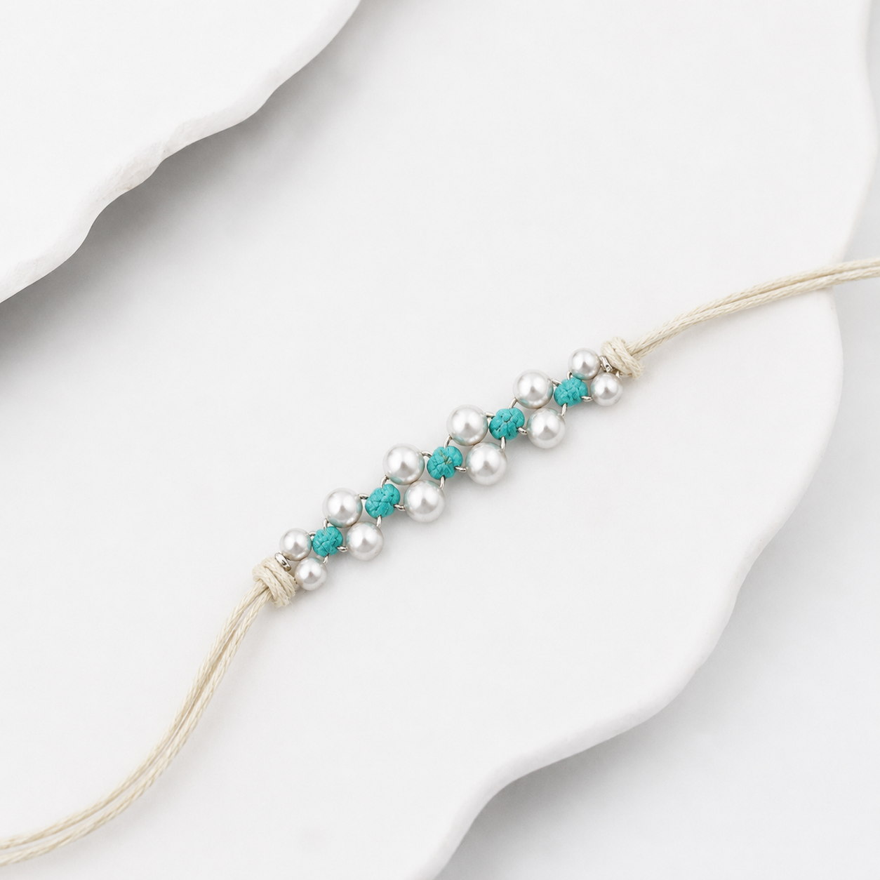 Handmade Turquoise and Pearl Rakhi