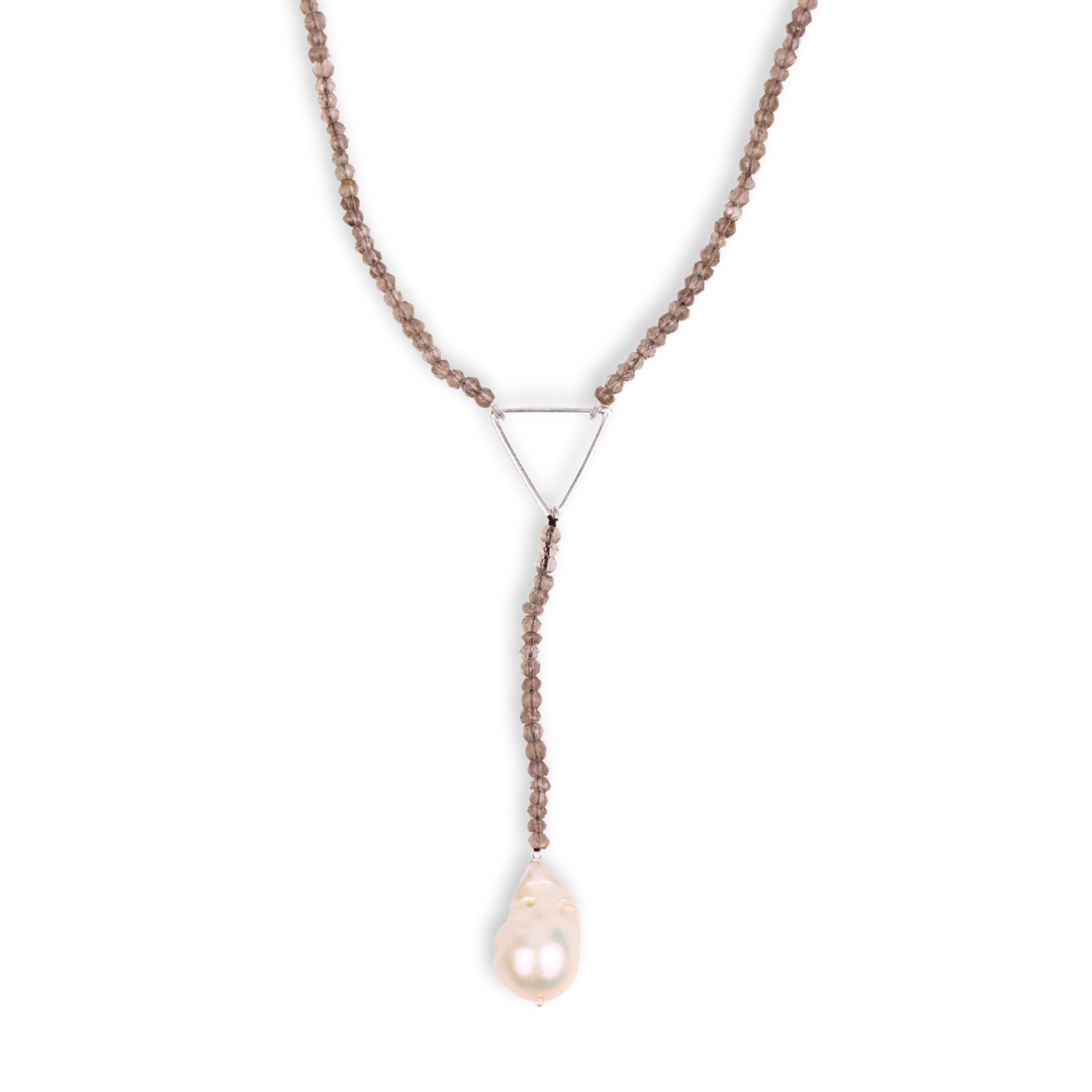 Triangle Y Necklace with Smoky Quartz (Project Handmade)