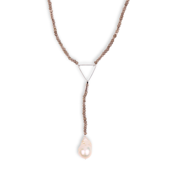 Triangle Y Necklace with Smoky Quartz (Project Handmade)