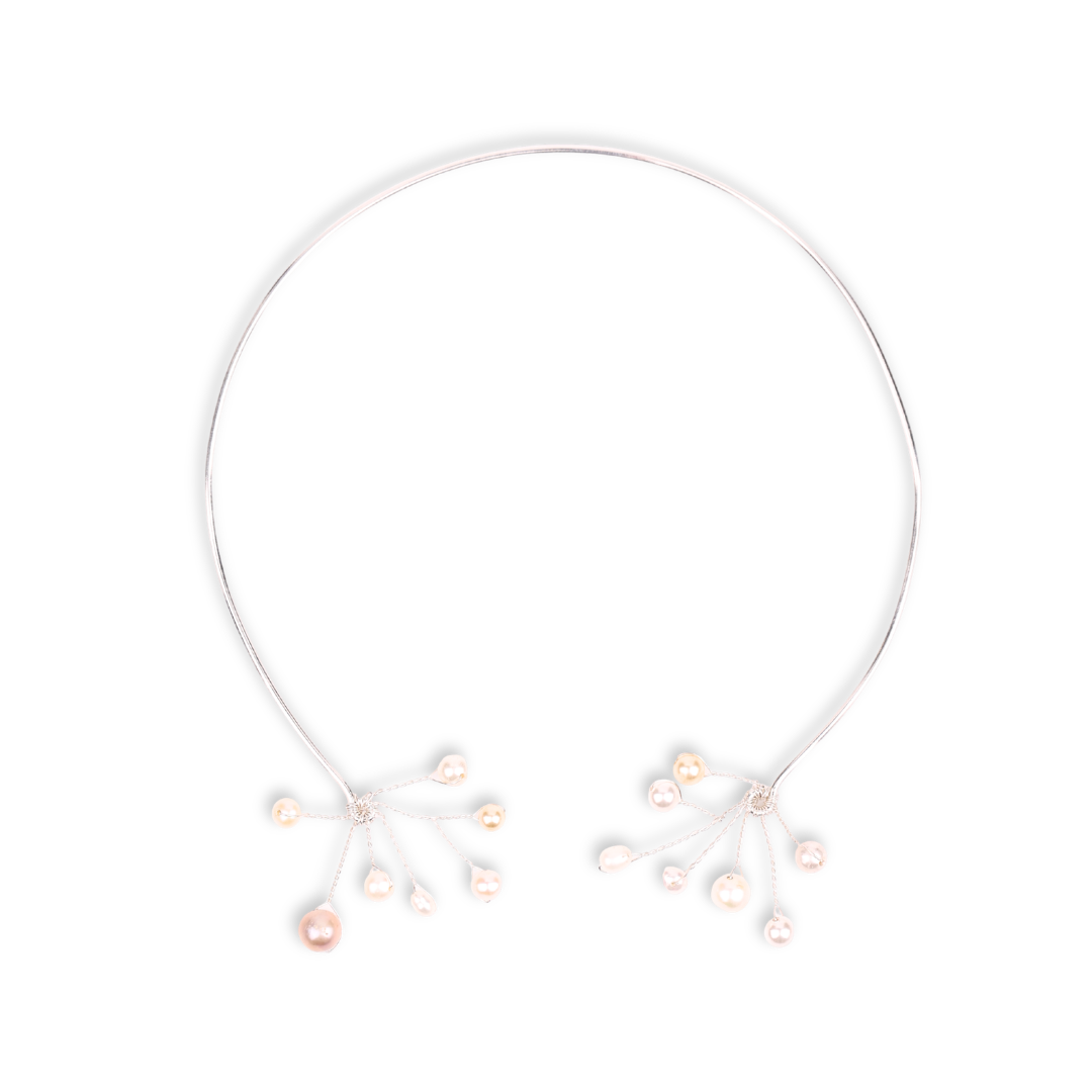 Freshwater Pearl Twisted Hasli Necklace (Project Handmade)