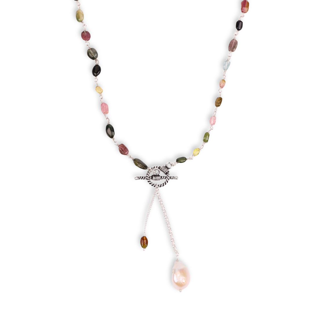 Front Clasp Necklace with Tourmaline (Project Handmade)