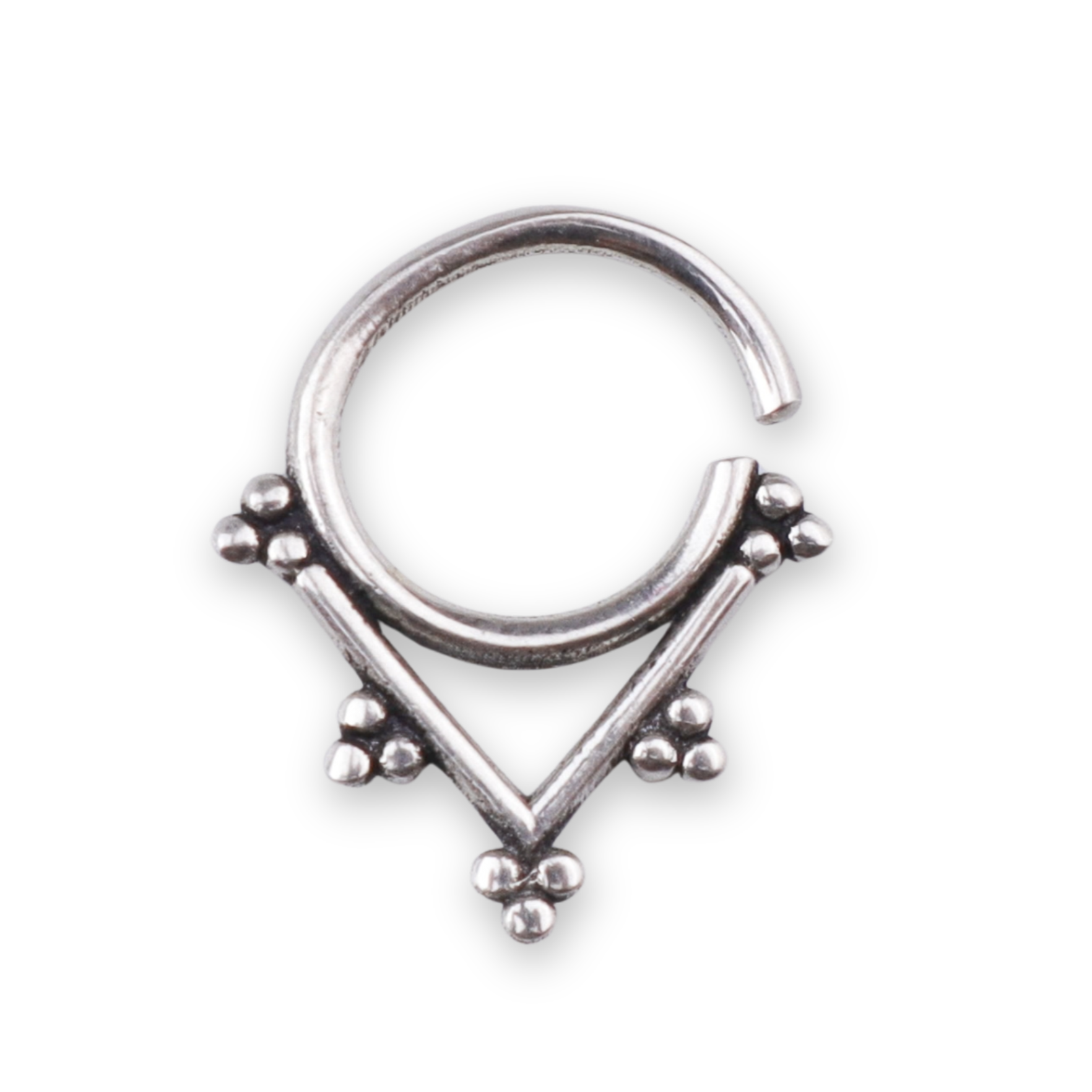 Oxidised Diamond Shaped Septum Cum Nose Ring (Pierced)