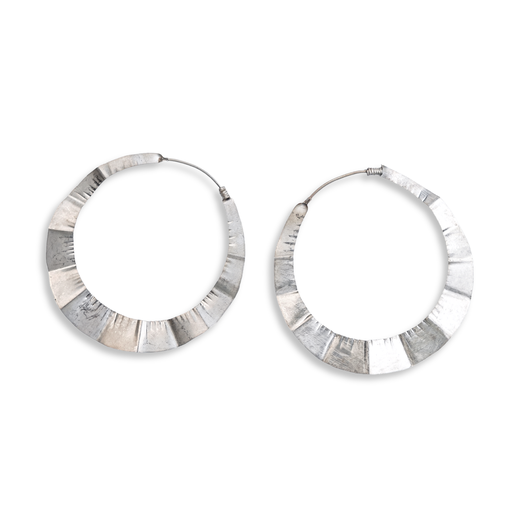 Silver Textured Hoop Earrings