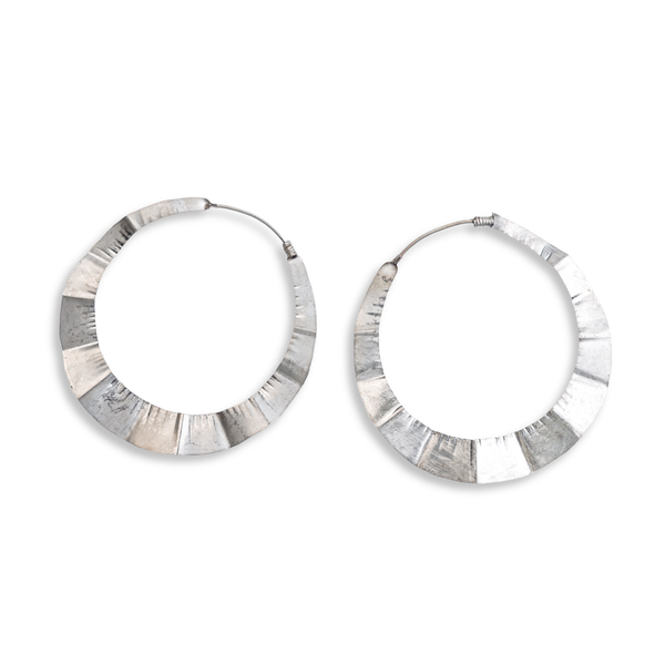Silver Textured Hoop Earrings