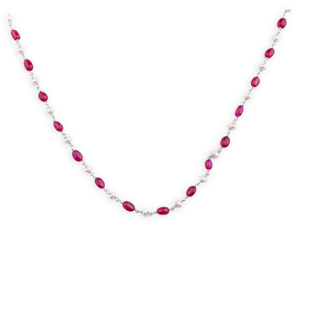 Ruby and Pearl Ganthan Necklace