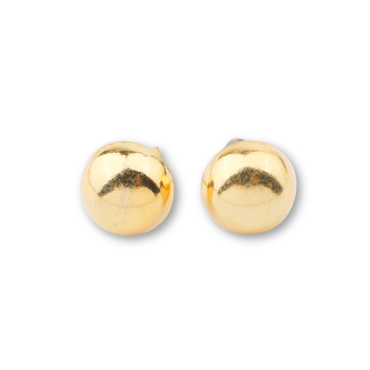 Gold dome earrings with reflective surface