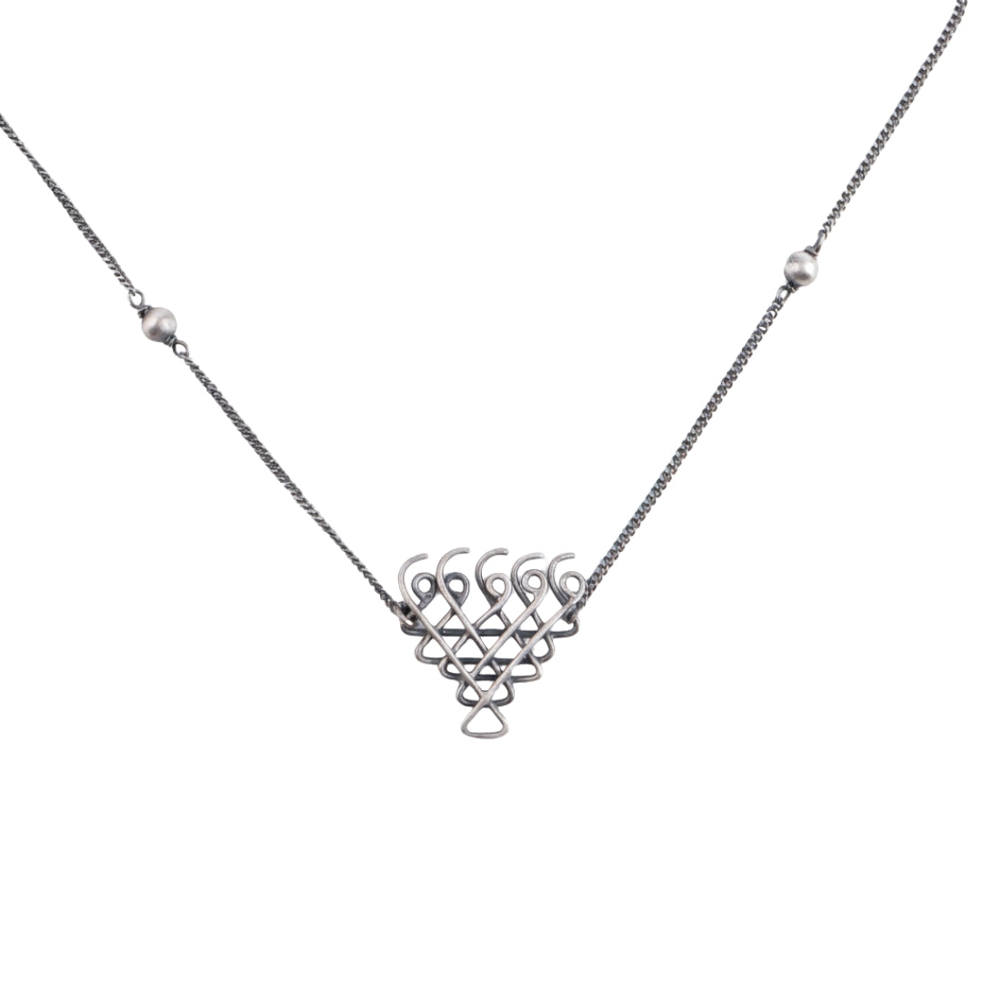 Silver Saraswati Necklace with Beads (Small)