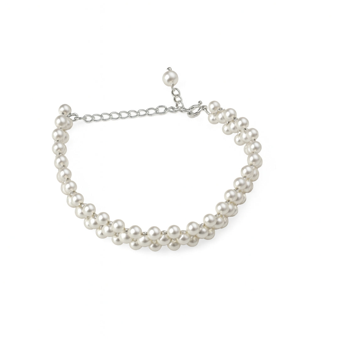 Silver Pearl Beaded Bracelet