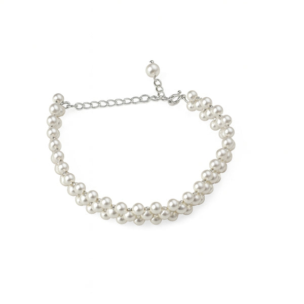 Silver Pearl Beaded Bracelet