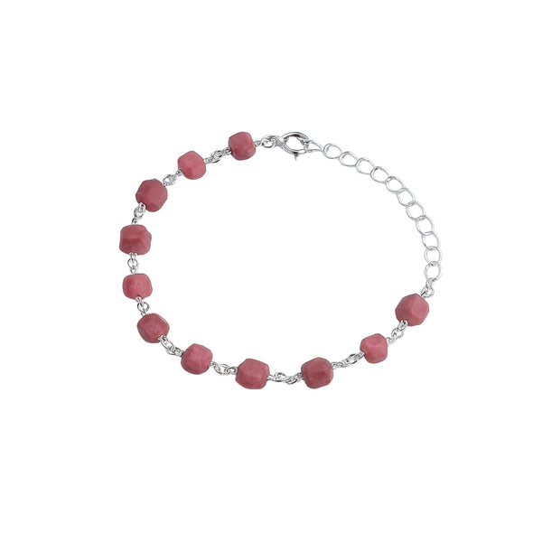 Silver Ganthan Bracelet with Pink Opal Stones