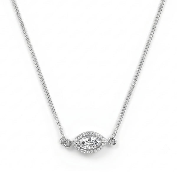 Silver CZ Marquise Cluster Pendant Necklace