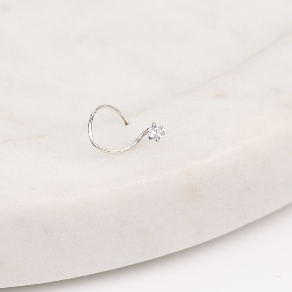 Tiny White CZ Nose Pin (Pierced)