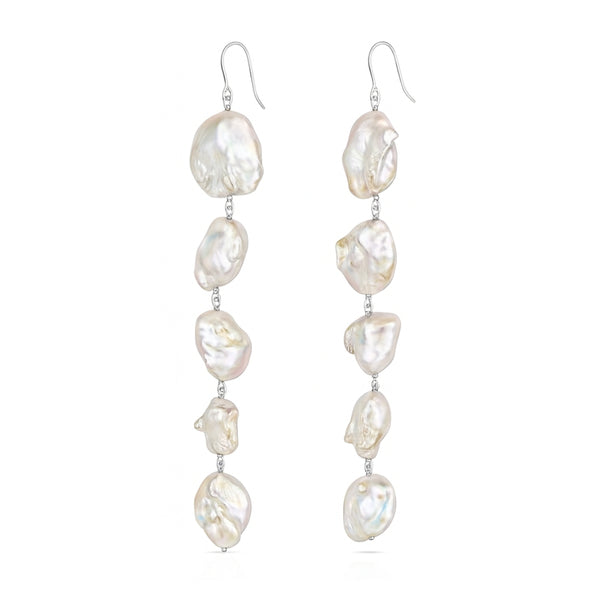 Baroque pearl earrings with silver hooks for jewelry