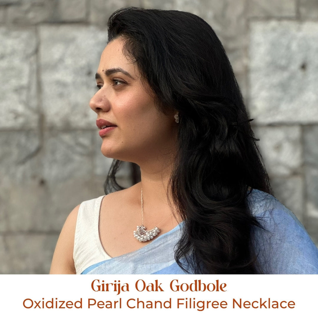 Oxidized Pearl Chand Filigree Necklace