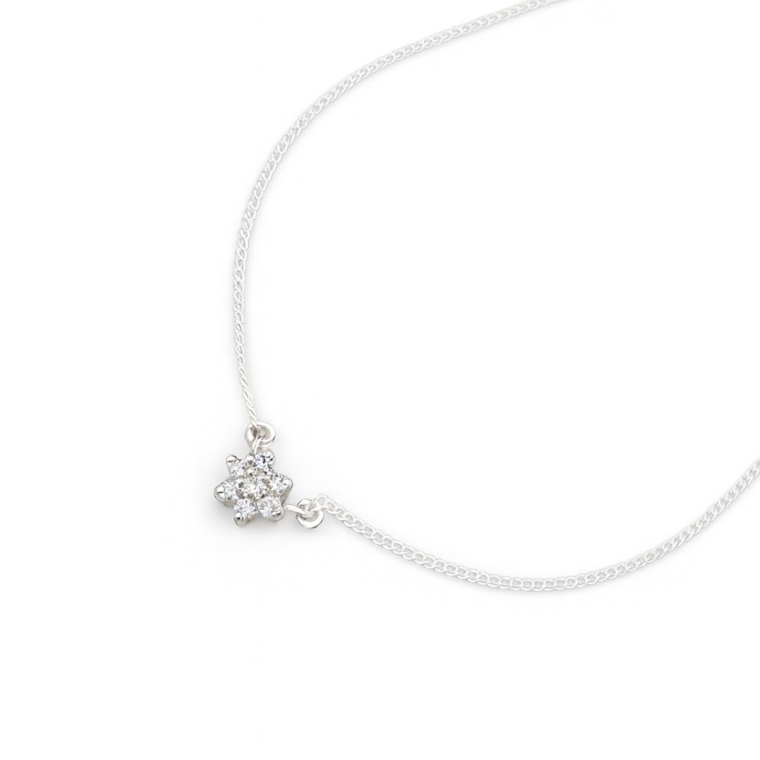 Classic Silver Flower motif CZ Set- Small