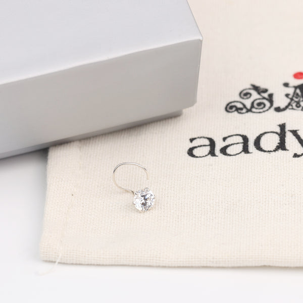 Round CZ Nose Pin (Pierced)