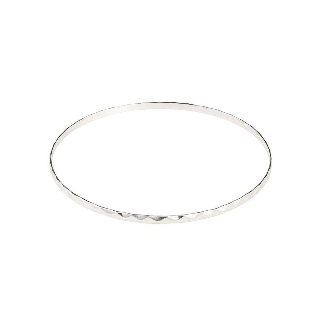 Silver Thin Abstract Textured Bangle