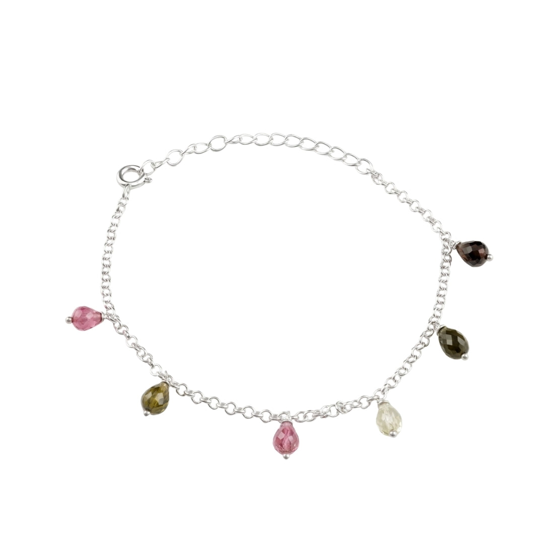 Tourmaline Silver Chain Bracelet (Project Handmade)