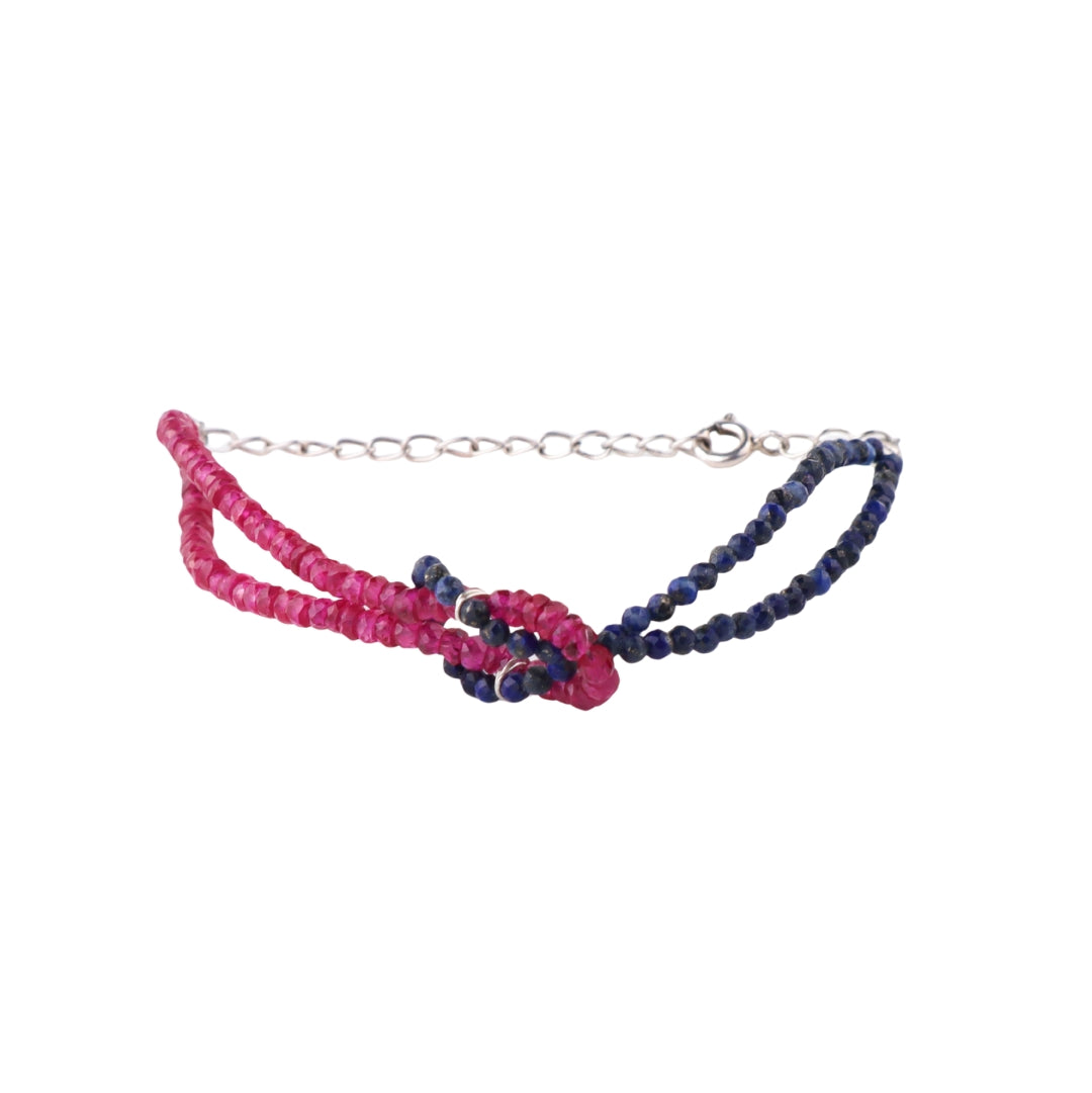 Ruby and lapis forever bracelet in 92.5 sterling silver