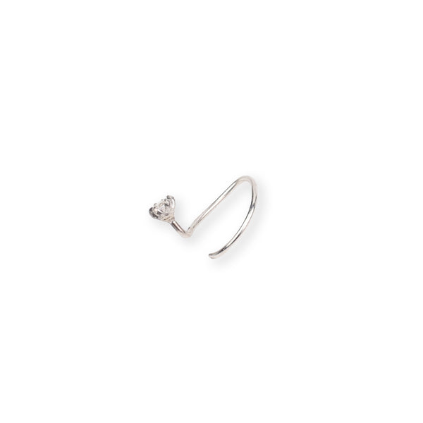 White CZ Nose Pin - Medium (Pierced)
