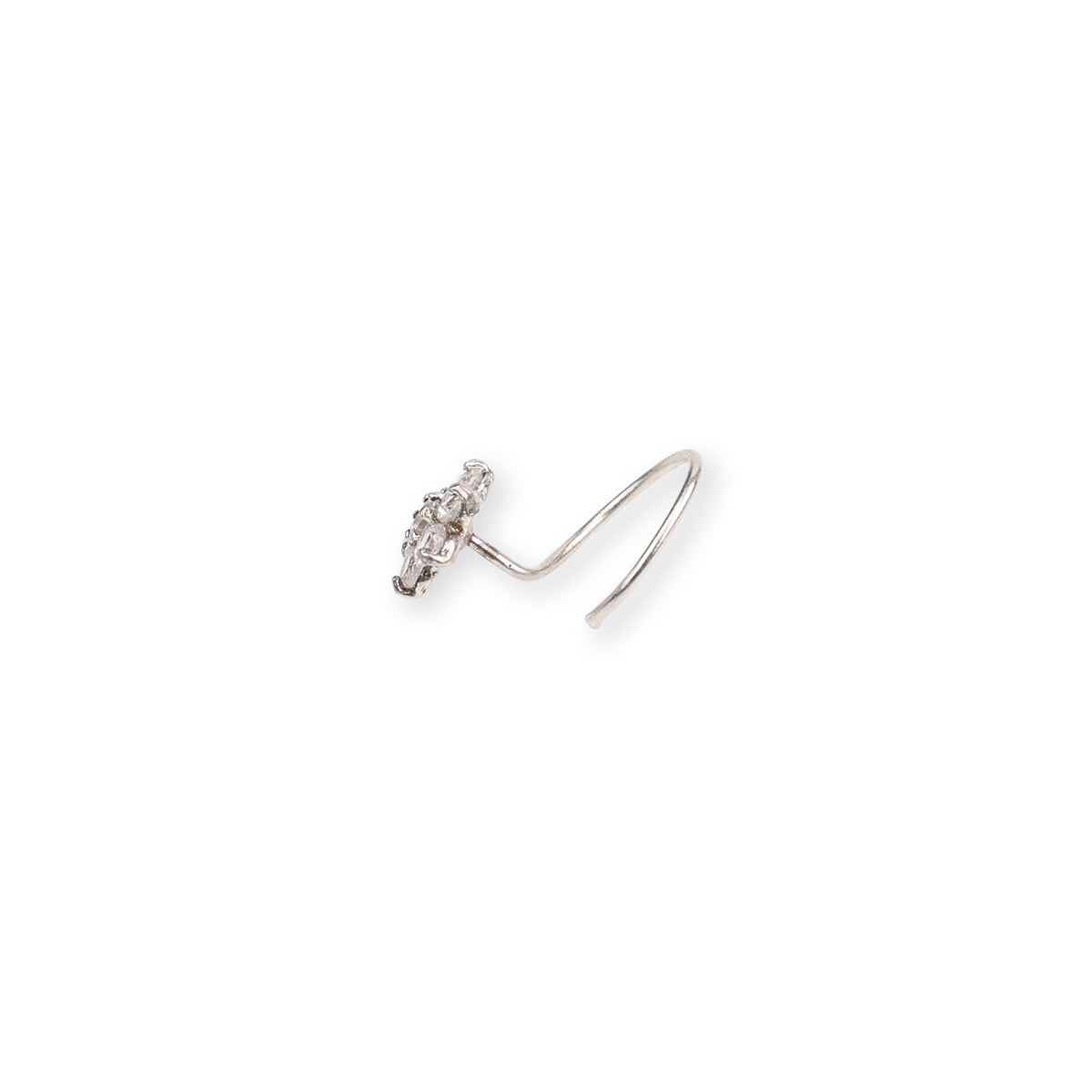 White CZ Flower Nose Pin (Pierced)