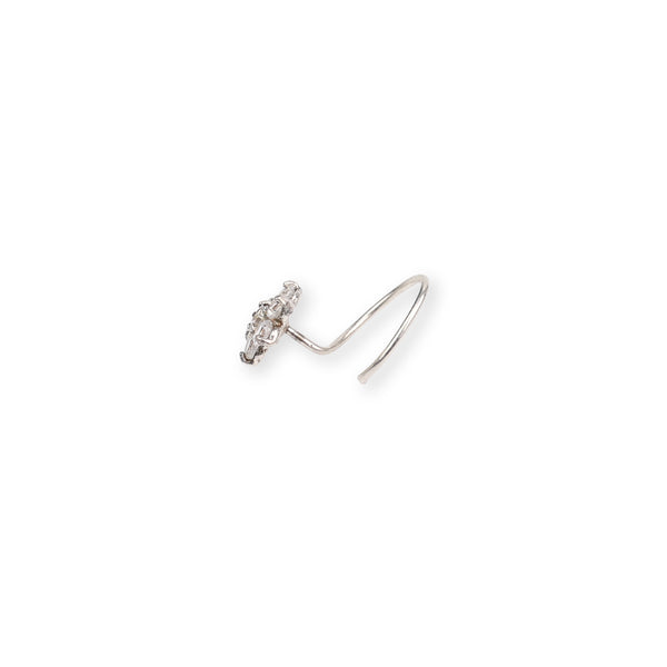 White CZ Flower Nose Pin (Pierced)