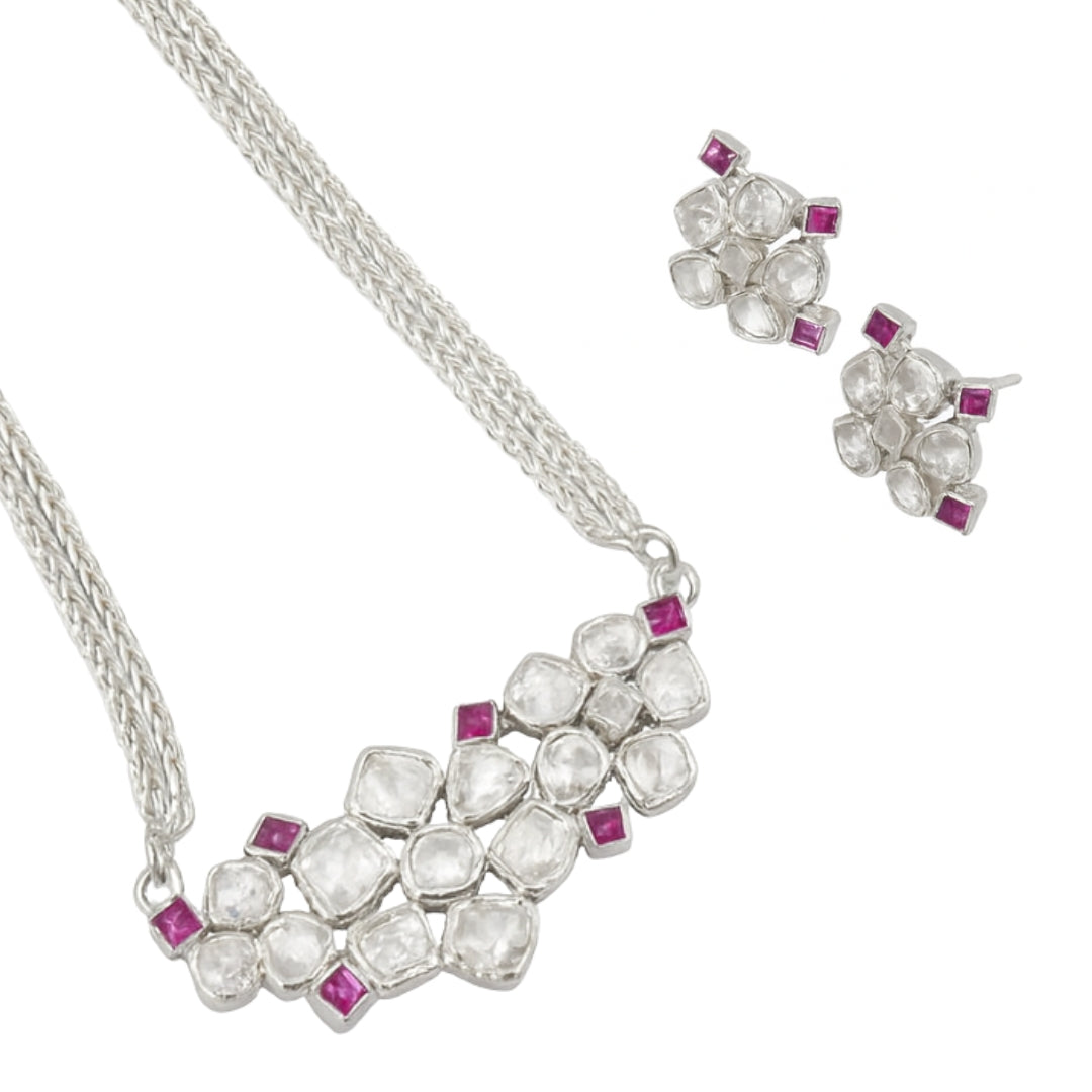 Polki Choker Silver Set (Moissanite)