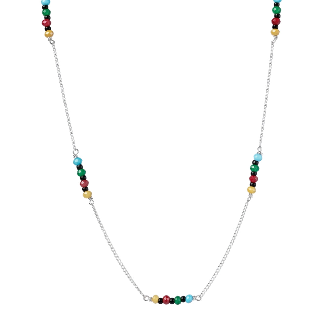Multicolor Jade Silver Chain Mangalsutra (Project Handmade)
