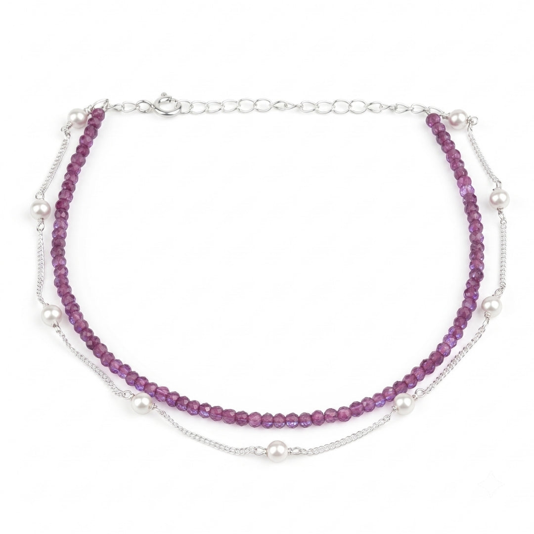 Ruby & Pearl Chain Anklet (Project Handmade)