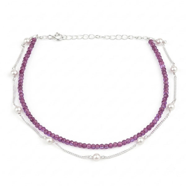Ruby & Pearl Chain Anklet (Project Handmade)