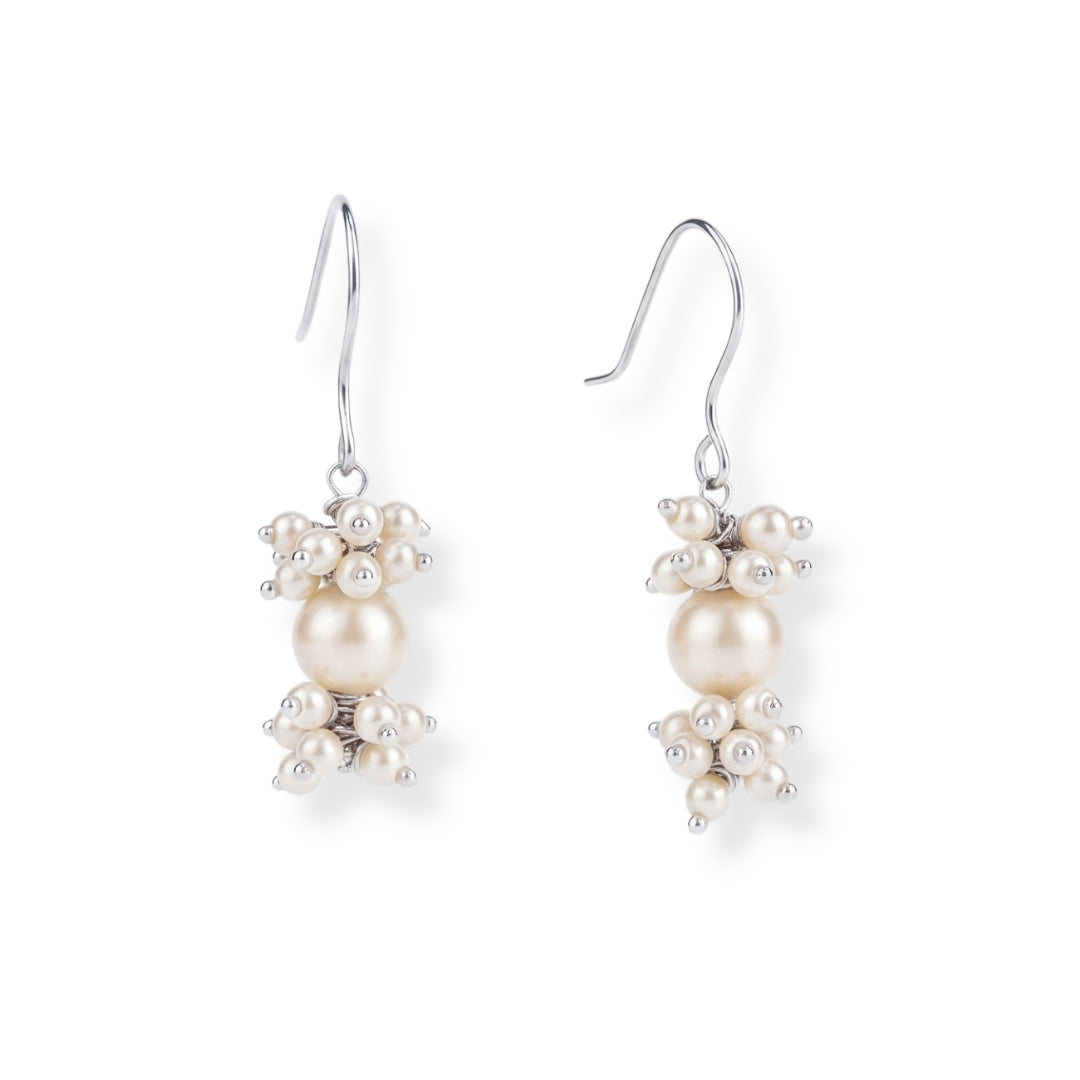 Pearl Bunch Silver Earrings (Project Handmade)